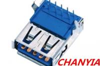 USB-AF母座3.0亮面镀镍双弯脚插板焊接9pin-DIP有后盖罗马战神式