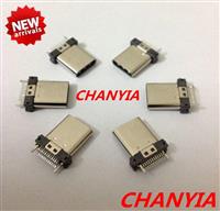 USB3.1公头Type-C-24pin夹板式带双挂钩端子镀金板端镀锡逐检FGK