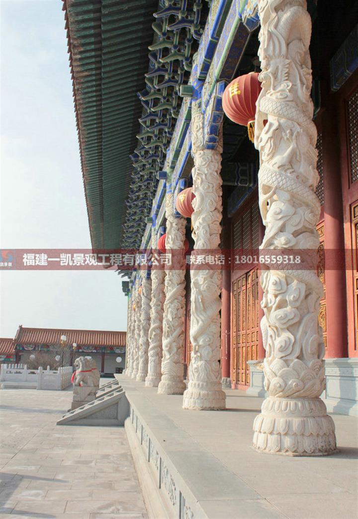 惠安石雕直销精品石雕九龙柱 青石寺庙广场盘龙柱 热卖