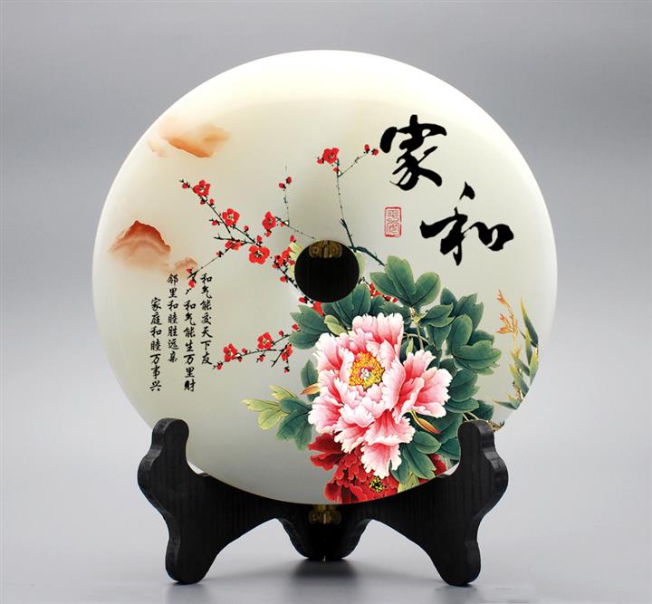 彩雕平安扣摆件商务礼品定制