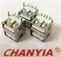 南山双层短体USB母座AF11.5款2A大电流卧式插板DIP