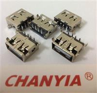 过2A电流快充短体USB母座沉板1.6mm-18W功率支持QUICK-CHARGE2.0