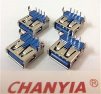 彩色USB-AF母座DIP90度双弯脚插板2A电流